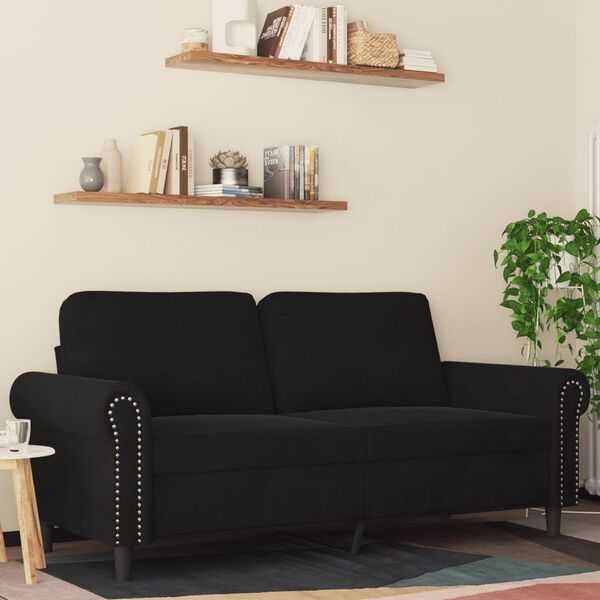 vidaXL 2-Sitzer-Sofa Schwarz 140 cm Samt