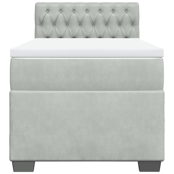 vidaXL Boxspringbett mit Matratze Hellgrau 90x200 cm Samt