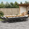 vidaXL 17-tlg. Garten-Essgruppe mit Kissen Schwarz Poly Rattan