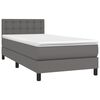 vidaXL Boxspringbett mit Matratze & LED Grau 90x200 cm Kunstleder