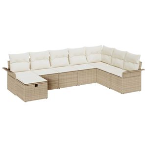 vidaXL Gartensofa-set mit Kissen 8 pcs Beige und Creme Poly-Rattan