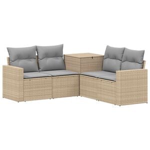 vidaXL Sofa Set 5 stk. Beige und Hellgrau Polyrattan und Stahl