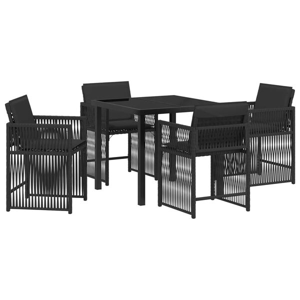 vidaXL Garten Essgruppe 5 pcs Schwarz Poly-Rattan