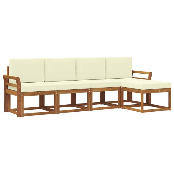 vidaXL Outdoor-Sofagarnitur 5 pcs Natur und Creme Massivholz Akazie