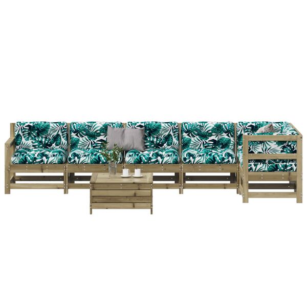 vidaXL 7-tlg. Garten-Lounge-Set mit Kissen Impr&auml;gniertes Kiefernholz