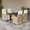 vidaXL 5-tlg. Garten-Essgruppe mit Kissen Beige Poly Rattan