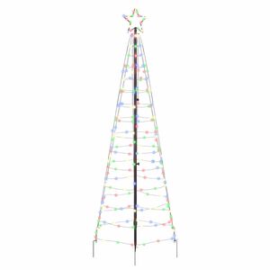 vidaXL LED Weihnachtsbaum mit Erdspießen Mehrfarbig 250 cm Eisen