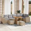 vidaXL Gartensofa-set mit Kissen 9 pcs Beige Poly-Rattan