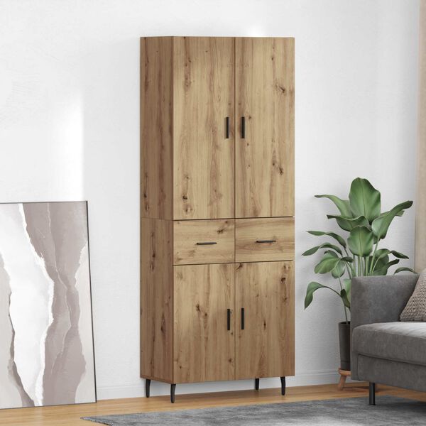 vidaXL Highboard 2 pcs Artisan-Eiche Engineered Wood und Glas