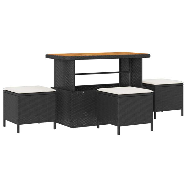 vidaXL Garten-Sofa-Set mit Kissen mit Speicher 9 pcs Schwarz und Creme