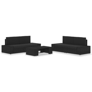 vidaXL 5-tlg. Garten-Lounge-Set Poly Rattan Schwarz