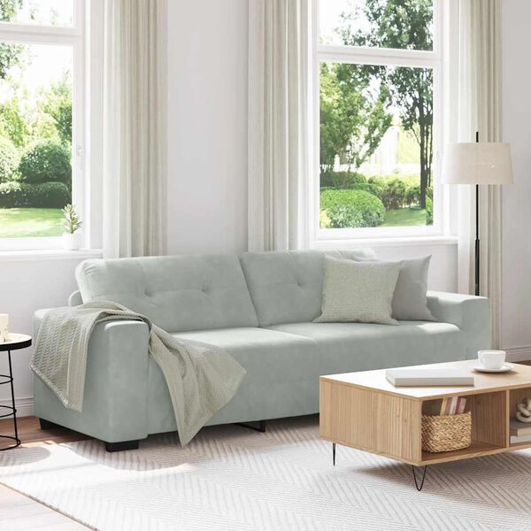vidaXL 3-Sitzer-Sofa Hellgrau 220x78x80 cm Samt