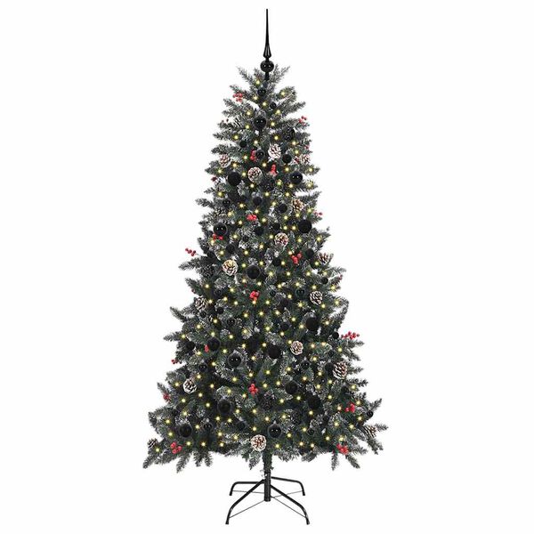 vidaXL K&uuml;nstlicher Weihnachtsbaum Gr&uuml;n 210 cm PVC, Plastik und Stahl