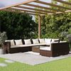vidaXL 9-tlg. Garten-Lounge-Set mit Kissen Braun Poly Rattan