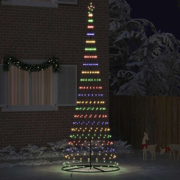 vidaXL LED-Weihnachtsbaum mit 455 LEDs Mehrfarbig 184,5 cm Metall