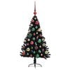 vidaXL K&uuml;nstlicher vorbeleuchteter Weihnachtsbaum Schwarz 120 cm PVC