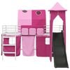 vidaXL Kinderloftbett Wei&szlig; und Rosa 90 x 200 cm Metall