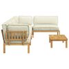 vidaXL Sofa Set mit Kissen Uni 5 pcs Creme Massivholz Akazie