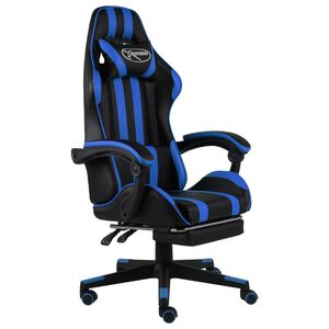 vidaXL Gaming-Stuhl mit Fu&szlig;st&uuml;tze Schwarz und Blau Kunstleder