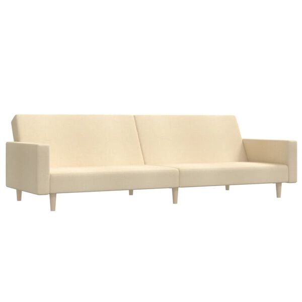 vidaXL Schlafsofa 2-Sitzer mit Fu&szlig;hocker Creme Stoff