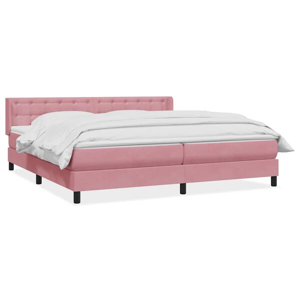 vidaXL Boxspringbett mit Matratze Rosa 180x210 cm Samt