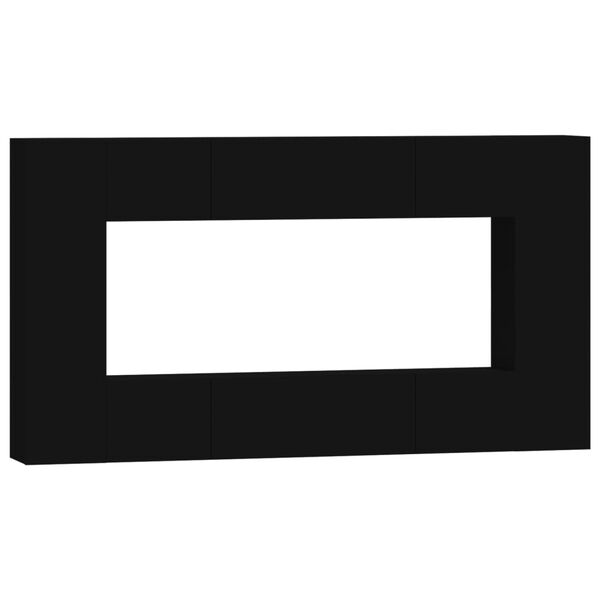 vidaXL 8-tlg. TV-Schrank-Set Schwarz Holzwerkstoff