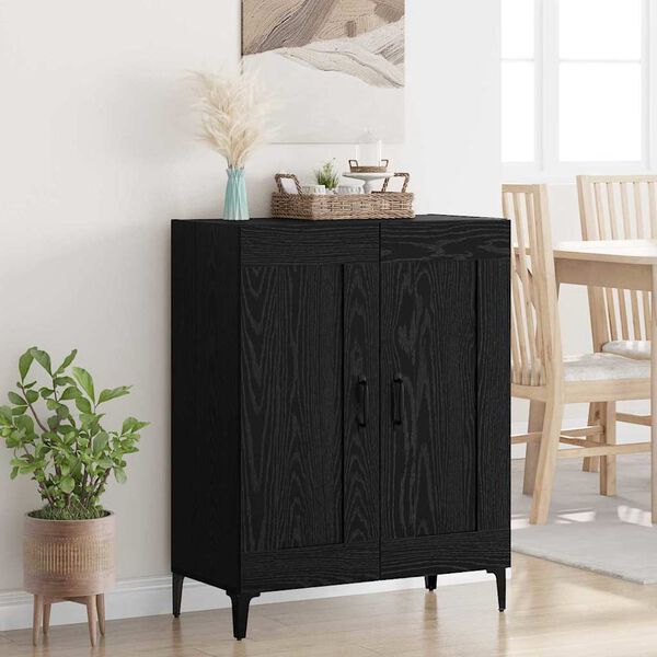 vidaXL Sideboard Schwarz Eichen-Optik 69,5 x 34 x 90 cm Holzwerkstoff