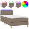 vidaXL Boxspringbett mit Matratze & LED Taupe 90x200 cm Stoff