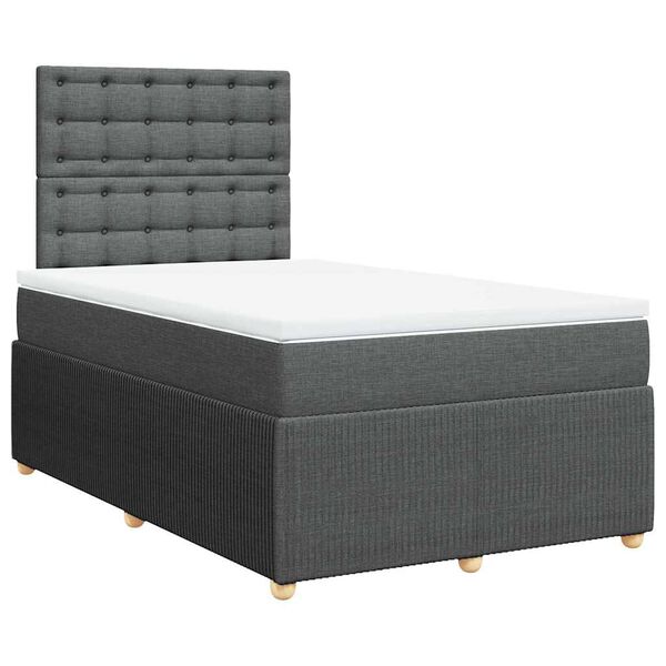 vidaXL Boxspringbett mit Matratze Dunkelgrau 120x200 cm Stoff