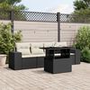 vidaXL 5-tlg. Garten-Sofagarnitur mit Kissen Schwarz Poly Rattan