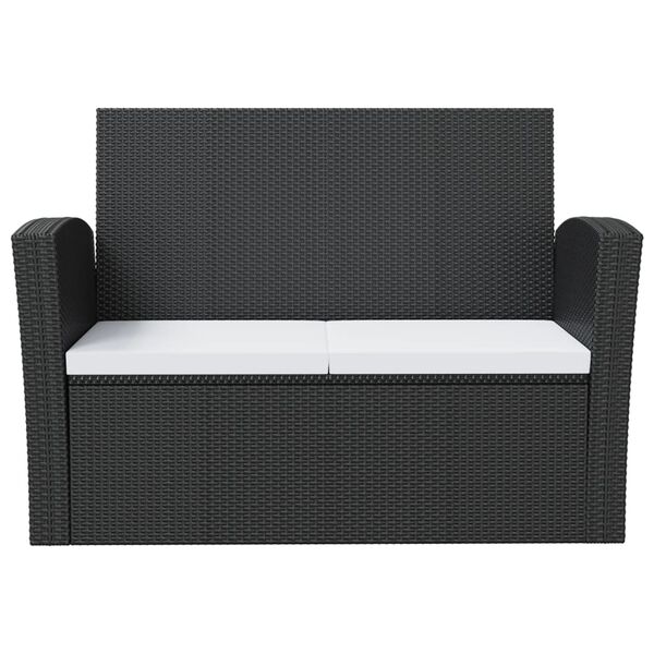 vidaXL 16-tlg. Garten-Lounge-Set mit Kissen Poly-Rattan Schwarz