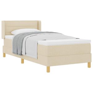 vidaXL Boxspringbett mit Matratze mit Kopfteil Creme 90 x 190 cm Stoff