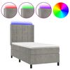 vidaXL Boxspringbett mit Matratze & LED Hellgrau 90x200 cm Samt