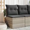 vidaXL Gartensofa ohne Armlehnen mit Kissen Hellgrau Poly Rattan