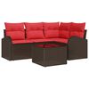 vidaXL Gartensofa-set 5 stk. Braun Poly-Rattan