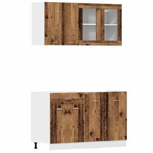 vidaXL 4-tlg. K&uuml;chenschrank-Set Lyon Altholz-Optik Holzwerkstoff
