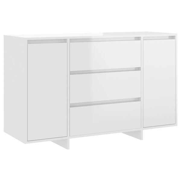vidaXL Sideboard 3 Schubladen Hochglanz-Weiß 120x41x75cm Holzwerkstoff