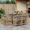 vidaXL 9-tlg. Garten-Essgruppe mit Kissen Beigemischung Poly Rattan