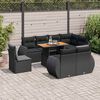 vidaXL 9-tlg. Garten-Sofagarnitur mit Kissen Schwarz Poly Rattan