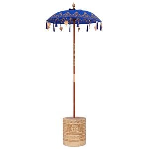 vidaXL Balinesischer Sonnenschirm mit Sockel Blau 95 x 95 x 260 cm