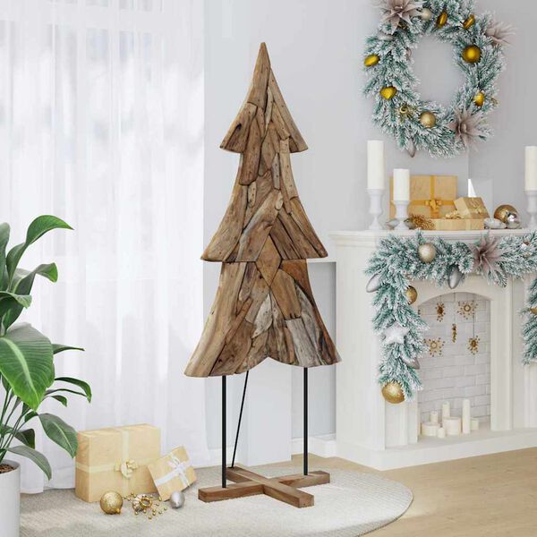 vidaXL Weihnachtsbaum mit St&auml;nder Braun 181,5 cm Massivholz Teak
