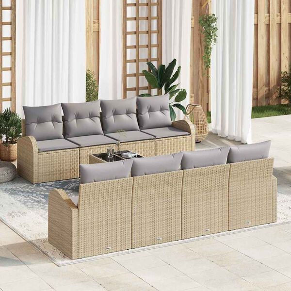 vidaXL Gartensofa-set Beige 55 x 55 x 37 cm Poly-Rattan