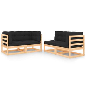 vidaXL 4-tlg. Garten-Lounge-Set mit Kissen Massivholz Kiefer