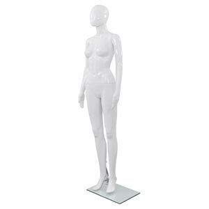 vidaXL Weibliche Schaufensterpuppe mit Glassockel Wei&szlig; 175 cm