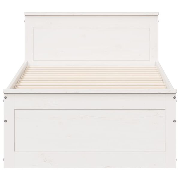 vidaXL Massivholzbett ohne Matratze mit Kopfteil 90x200 cm Wei&szlig;