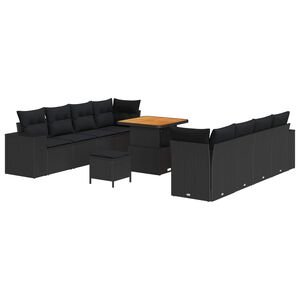 vidaXL Gartensofa-set 11 stk. Schwarz Poly-Rattan