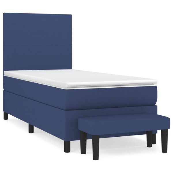 vidaXL Boxspringbett mit Matratze Blau 100x200 cm Stoff