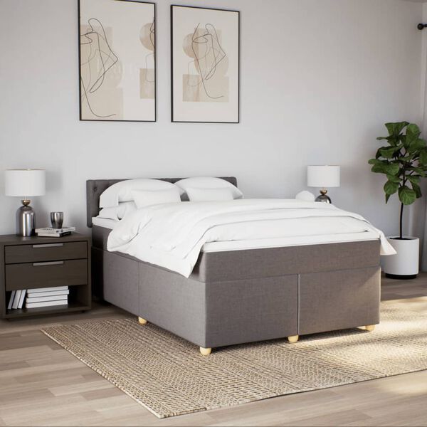 vidaXL Boxspringbett mit Matratze Taupe 140x190 cm Stoff