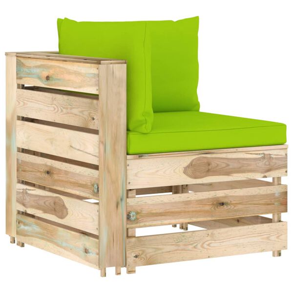 vidaXL 10-tlg. Garten-Lounge-Set mit Kissen Gr&uuml;n Impr&auml;gniertes Holz