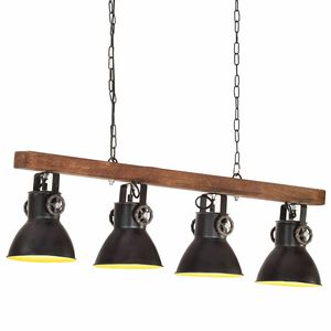 vidaXL Deckenlampe Industriestil Schwarz E27 Mangoholz